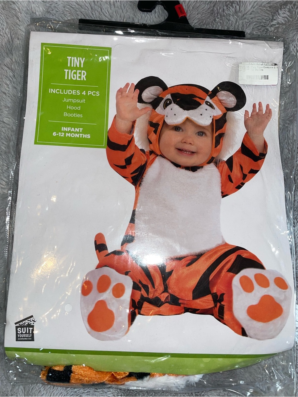 Tiny Tiger Infant Costume - Orange/White Hooded Jumpsuit 6-12 months